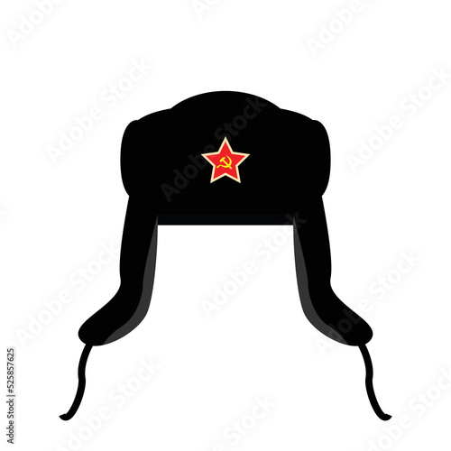 Russian ushanka hat with a star design vector flat isolated illustration
