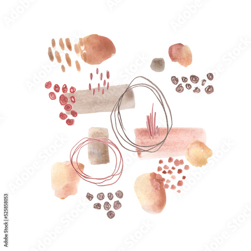 Abstract elements. A set of abstract modern prints. Logo. Wall art. poster. A business card.Brushes, paints, paints, lines. Abstract painting. Bright juicy colors and lots of textures