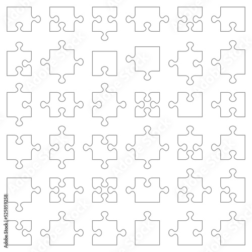 Transparent PNG jigsaw puzzle pieces collection of various shapes fitting each other 