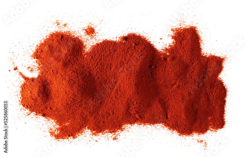 Pile of paprika powder isolated on white background and texture, top view Fototapet