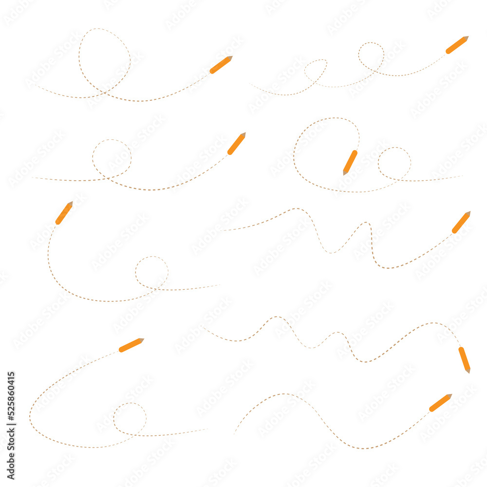 Set of dashed line route with location icon Set of dashed line route with location icon