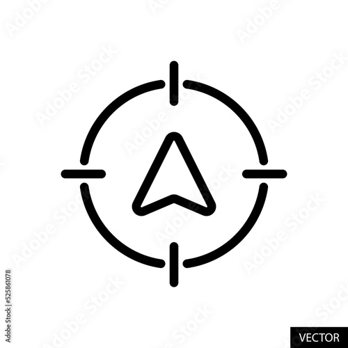 Track live location, Target current location vector icon in line style design for website design, app, UI, isolated on white background. Editable stroke. Vector illustration.