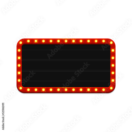 Blank Retro Lightbox with Light Bulbs on White Background. Vector