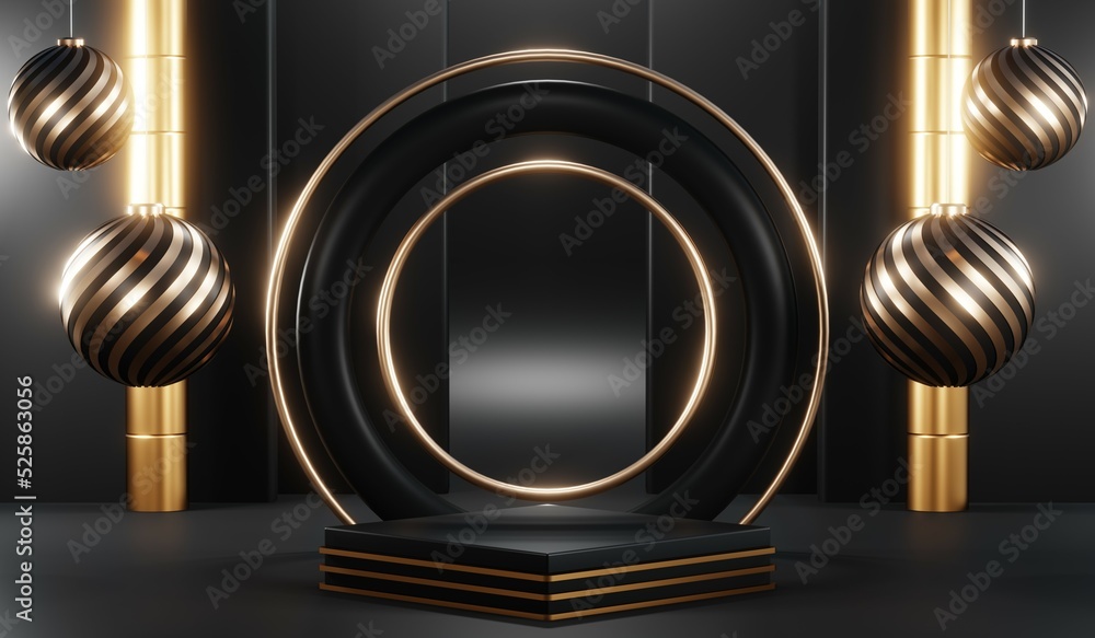 3D rendering of blank product background for cream cosmetics Modern black podium background 3D rendering of blank product background for cream cosmetics Modern black podium background