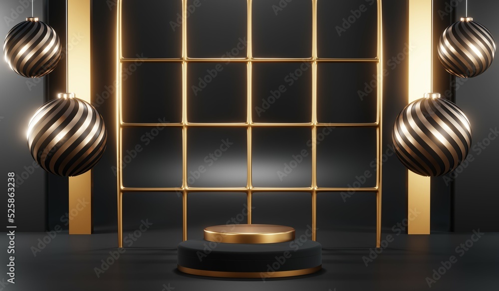 3D rendering of blank product background for cream cosmetics Modern black podium background 3D rendering of blank product background for cream cosmetics Modern black podium background