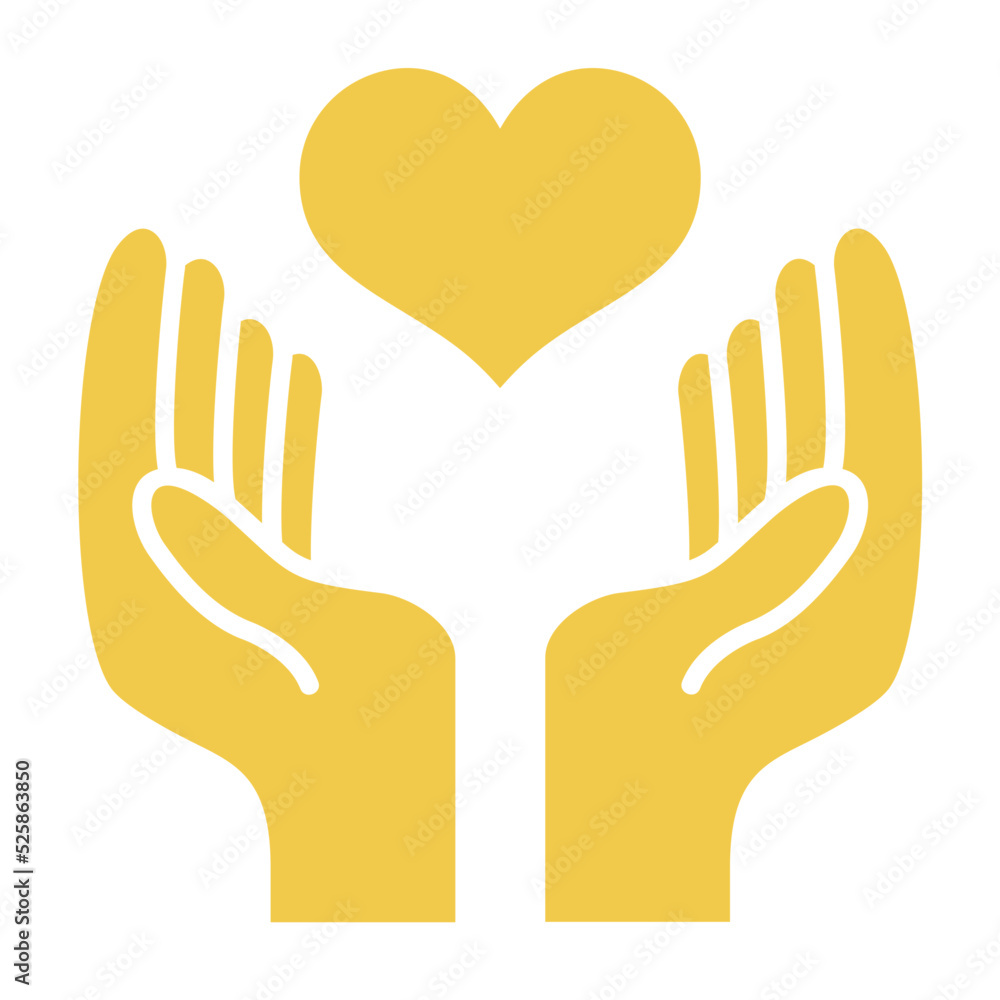 Hand With Heart Multicolor Glyph Icon Hand With Heart Multicolor Glyph Icon