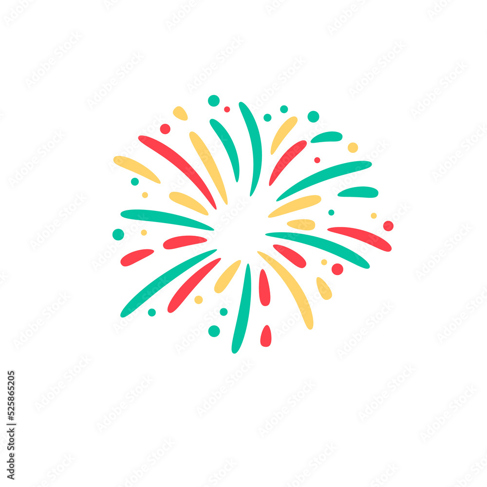 Graphic fireworks design for celebrating the new year.