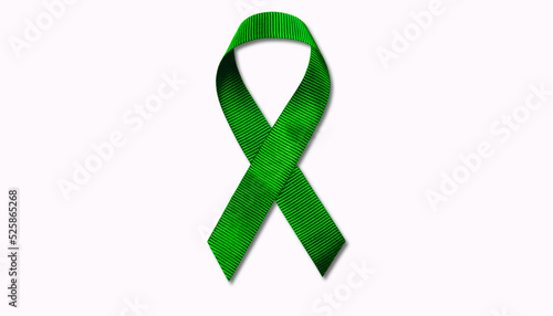 Green ribbon isolated on white background.