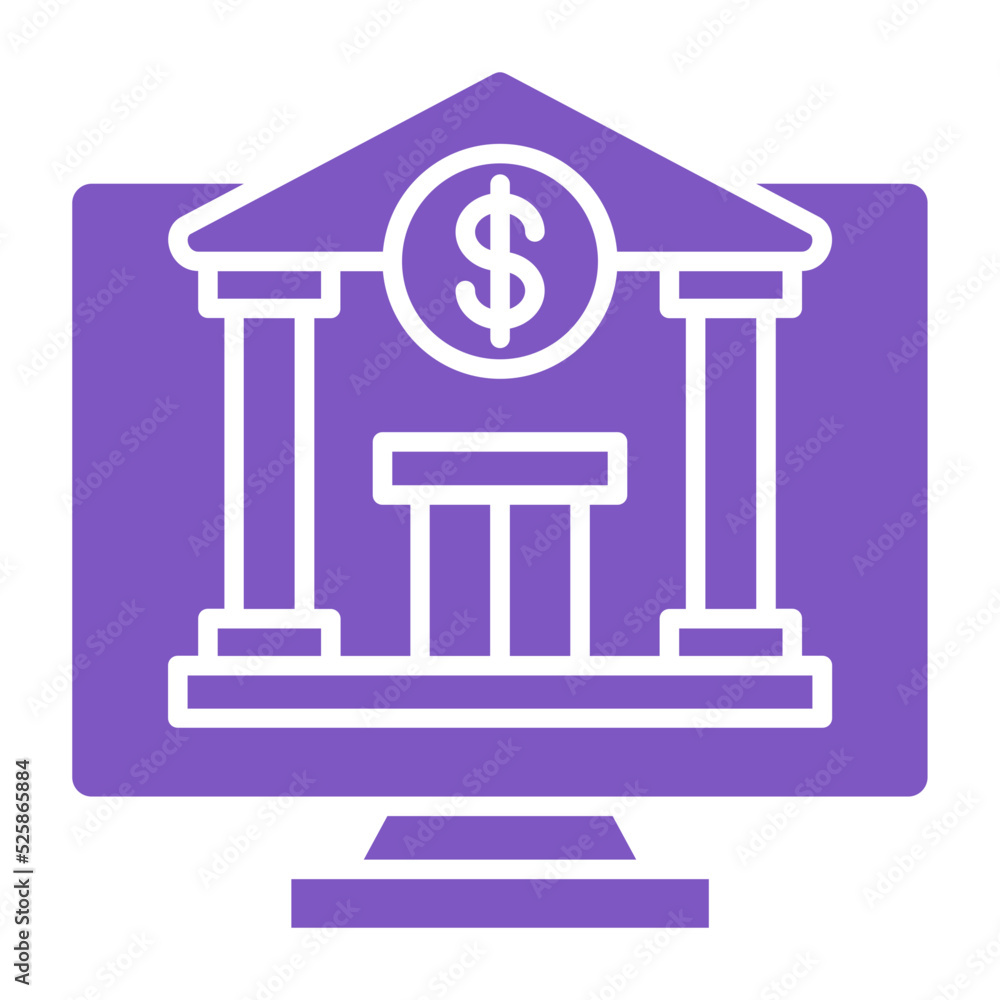 Online Banking Multicolor Glyph Icon Online Banking Multicolor Glyph Icon