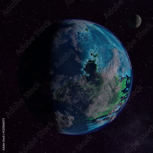 Fototapeta Naklejka Na Ścianę i Meble -  3D illustration of an exoplanet.
