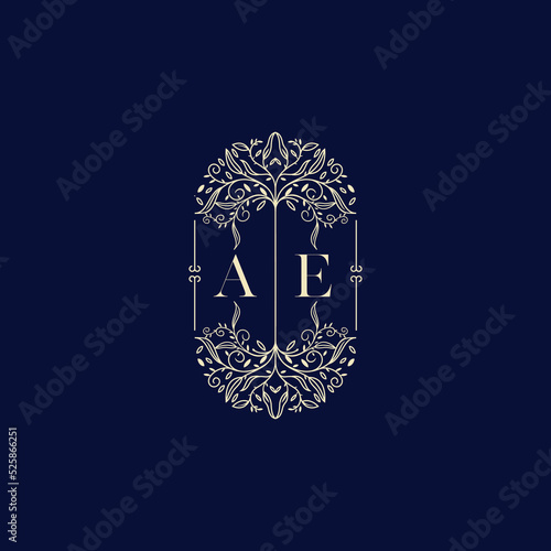 AE organic wedding initial logo design which is good for branding