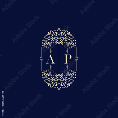 AP organic wedding initial logo design which is good for branding