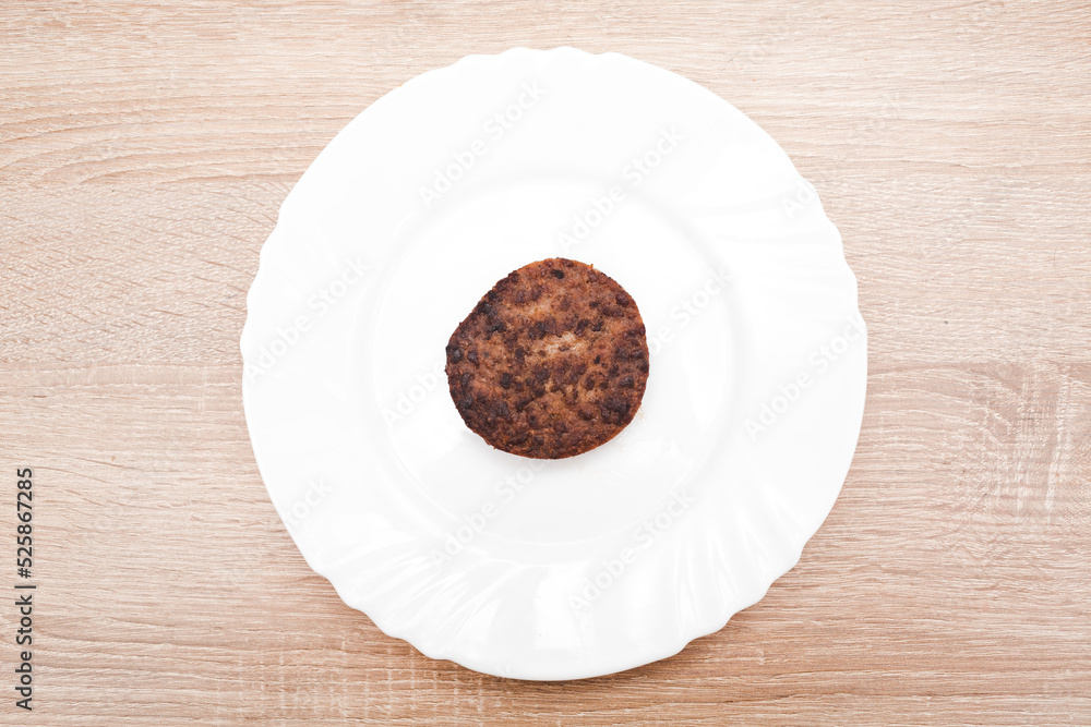Plant based soy meat cutlet healthy dish plate. Plant based soy meat cutlet healthy dish plate.