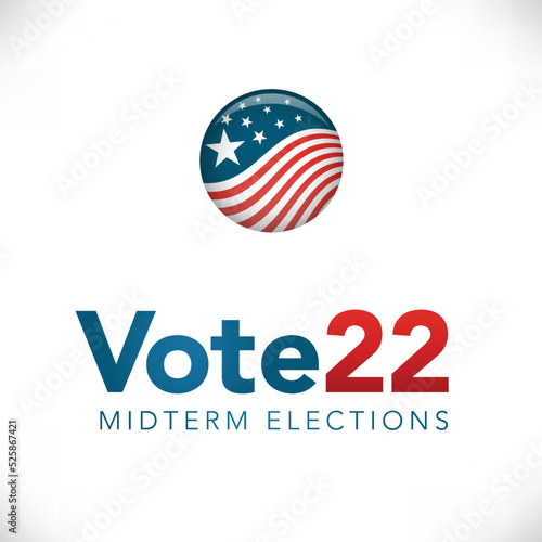 2022 Midterm Elections Design w Red White and Blue Vote Icon