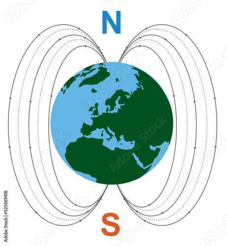 Earth magnetic field. vector illustration
