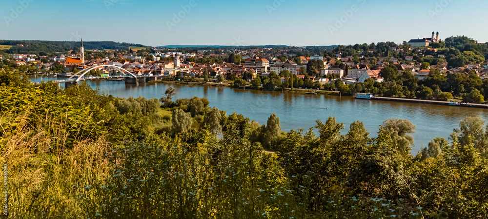 Beautiful summer view at Vilshofen, Danube, Bavaria, Germany