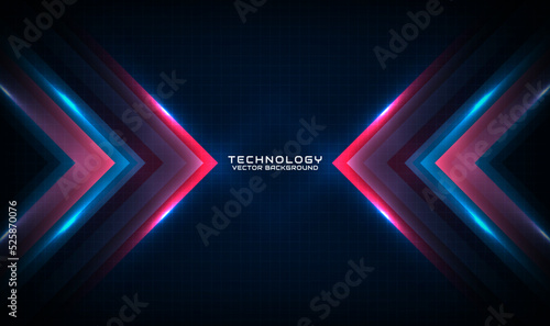 3D blue red techno abstract background overlap layer on dark space with motion blur tech style effect. Graphic design element arrow concept for banner, flyer, card, brochure cover, or landing page