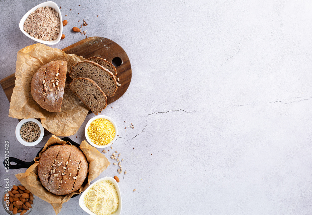 Homemade Gluten Free Bread. Healthy Eating, Dieting, Balanced Food Concept. Homemade Gluten Free Bread. Healthy Eating, Dieting, Balanced Food Concept.