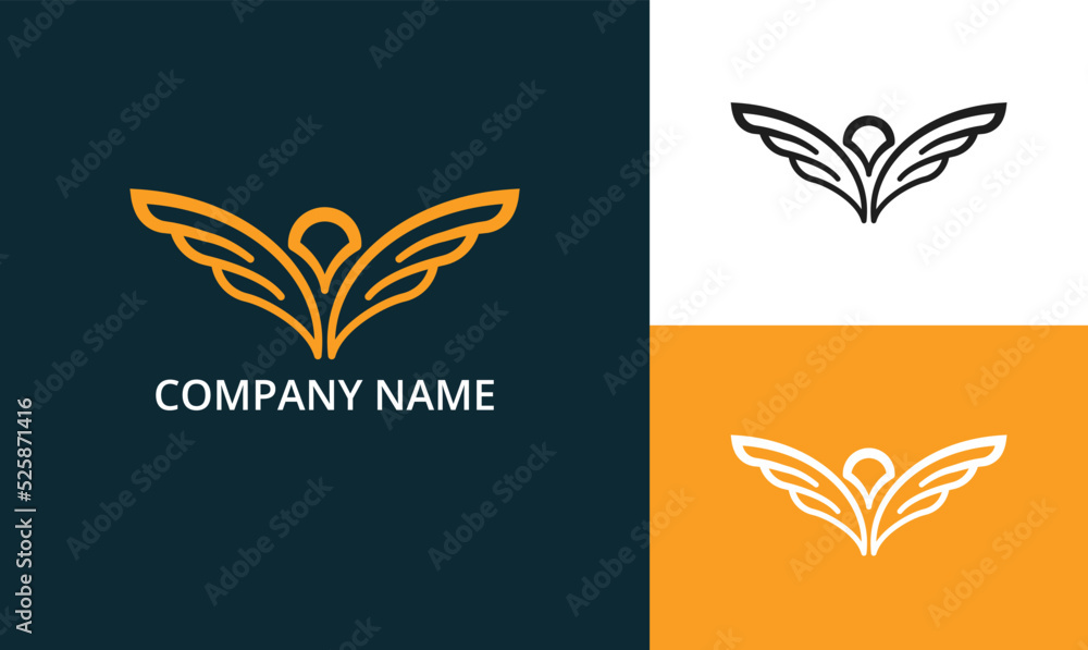 Wing logo isolated vector, line art logo, business logo design.