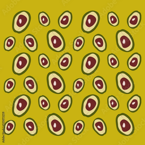 Avocado pattern on yellow background