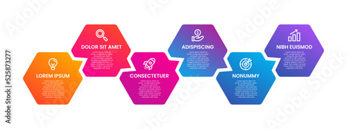 Infographics design with hexagon shape. For Presentation Business concept. 6 options, steps or processes template