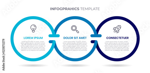 Infographics design with circle shape. For Presentation Business concept. 3 options, timeline steps or processes template