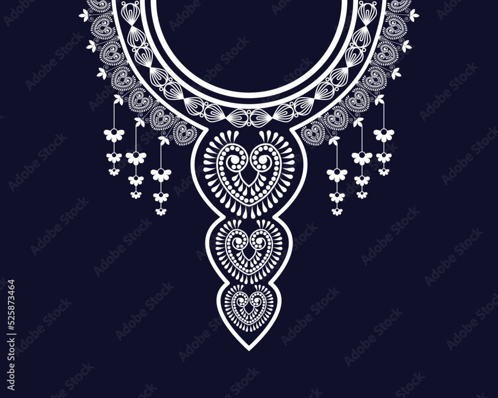 Geometric oriental pattern ethnic traditional flower necklace embroidery designs for women fashion backgrounds, wallpapers, clothes and wraps.