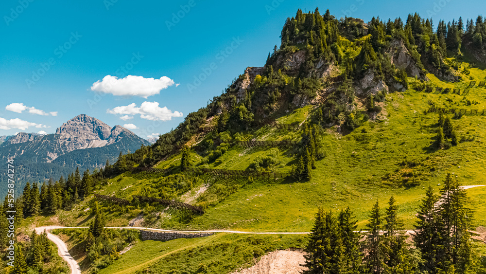 Beautiful alpine summer view at the famous Hahnenkamm summit, Reutte, Tyrol, Austria