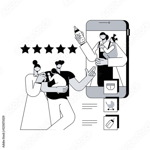 Babysitting services abstract concept vector illustration. Nanny app, personal childcare services, reliable sitter, safe babysitting during quarantine, 24 hour help with kids abstract metaphor.