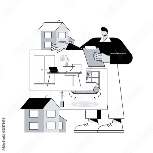 Real estate photography abstract concept vector illustration. Property photography services, realty agency advertisement, house preparation, photo editing, online listing abstract metaphor.