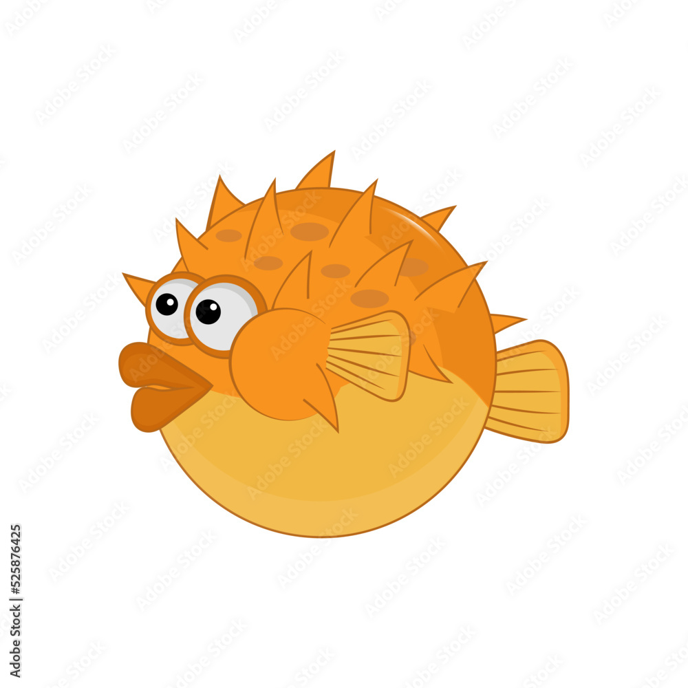 Cute puffer fish cartoon.Vector