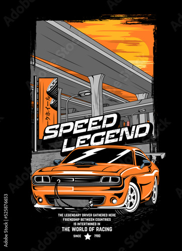 drift competition speed legend t-shirt design illustration