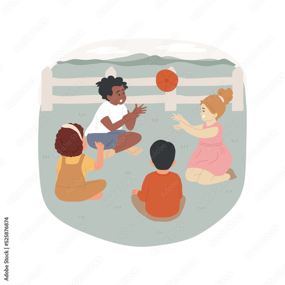 Hot potato game isolated cartoon vector illustration. Kids throwing hot