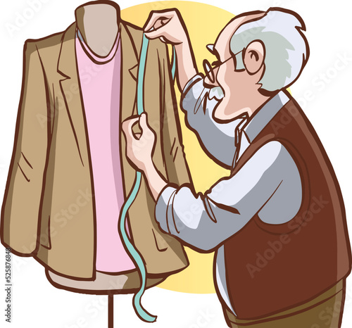 master tailor working vector illustration