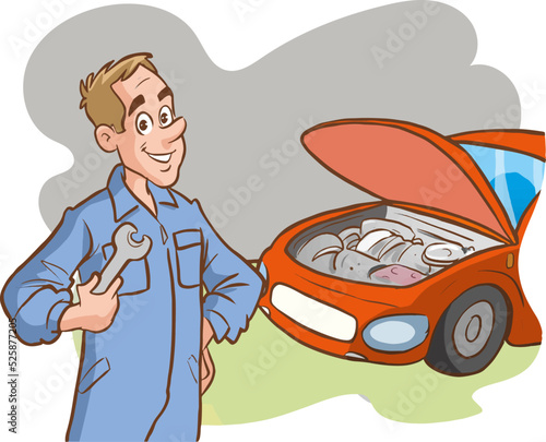automobile mechanic man working vector illustration