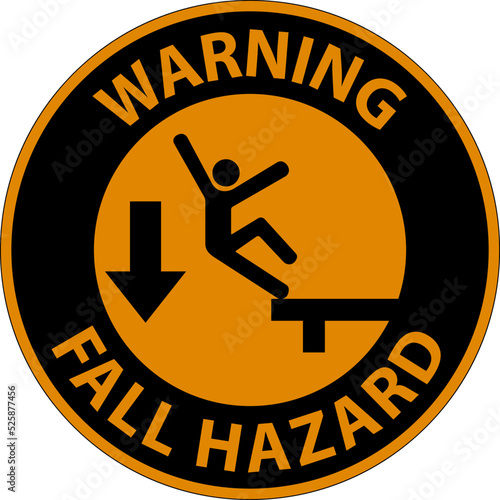 Warning Do Not Cross Without Fall Protection Sign On White Background