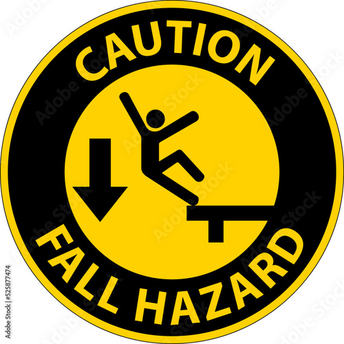 Caution Do Not Cross Without Fall Protection Sign On White Background