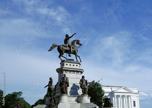 George Washington statue and the state capitol building in Richmond Virginia