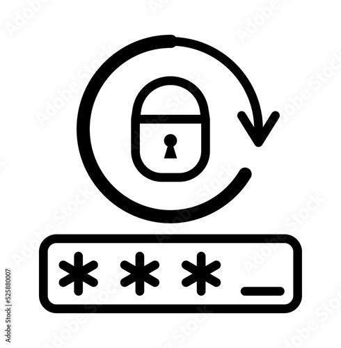 Password flat line icon. Login, security sign. Outline sign mascara for mobile concept and web design, store