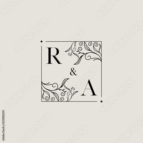 RA floral square wedding initial logo design which is good for branding