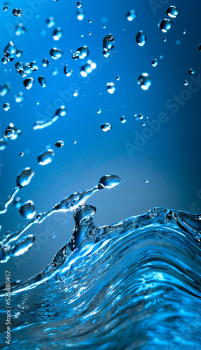 abstract drop water splash on blue background
