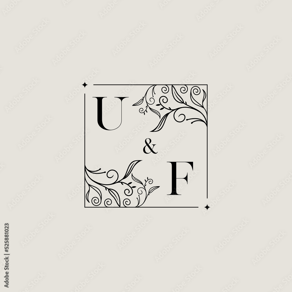 UF floral square wedding initial logo design which is good for branding ...