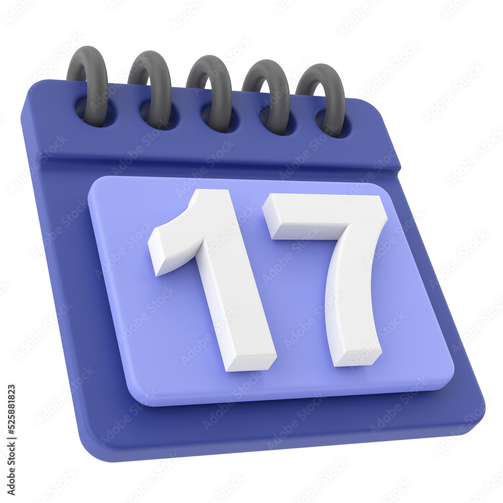 17th. seventeenth day of month. 3D calendar icon. 17th. seventeenth day of month. 3D calendar icon.