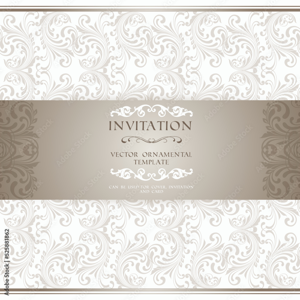Light beige ornamental pattern invitation card or album cover template vector illustration