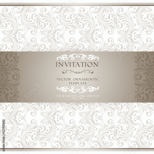 Light beige ornamental pattern invitation card or album cover template vector illustration