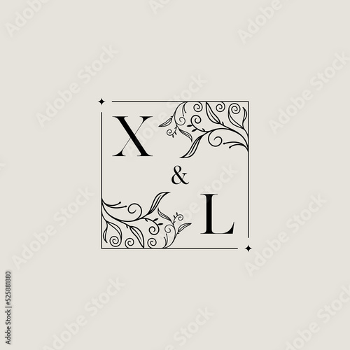 XL floral square wedding initial logo design which is good for branding