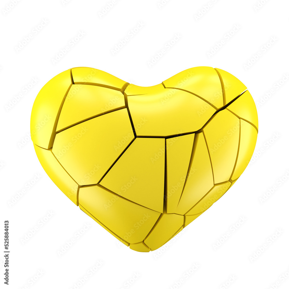 3D broken heart. 3D element.
