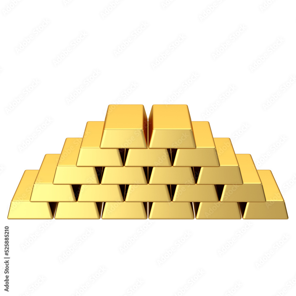 Gold bars. Gold bullion. Gold ingot. 3D element. Gold bars. Gold bullion. Gold ingot. 3D element.