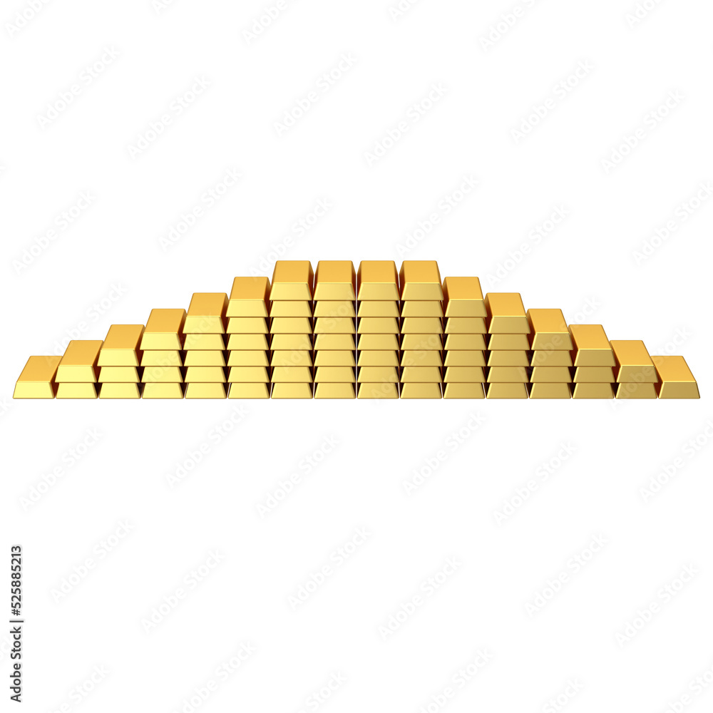 Gold bars. Gold bullion. Gold ingot. 3D element. Gold bars. Gold bullion. Gold ingot. 3D element.