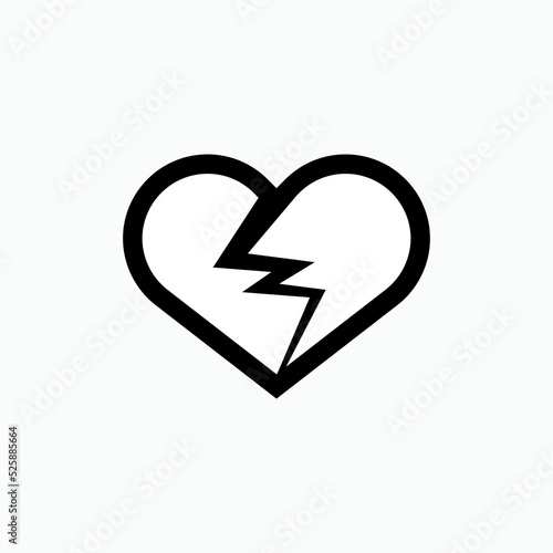 Break Heart Icon. Unloved Symbol - Vector.